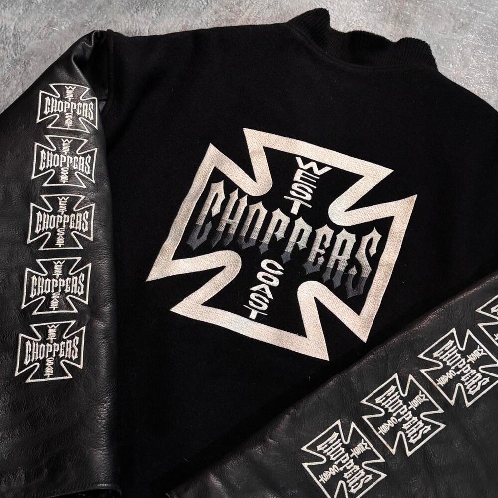 Vintage Y2K West Coast Choppers Leather Bomber Jacket. Jesse James Size XXL